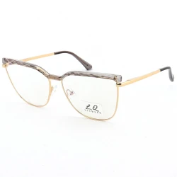 Armação de Óculos Gatinho LQ95288 Dourado e Cinza