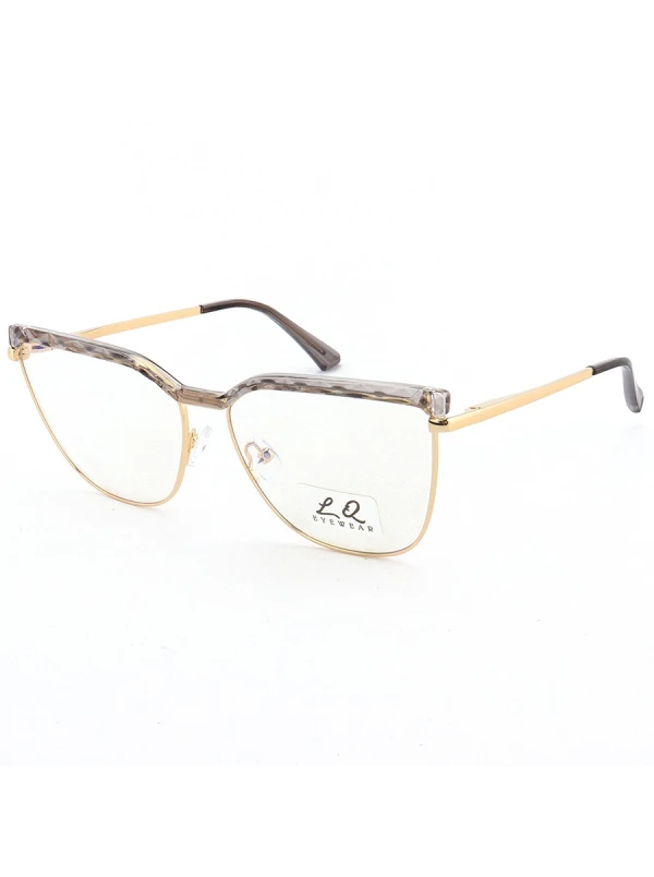 Armação de Óculos Gatinho LQ95288 Dourado e Cinza