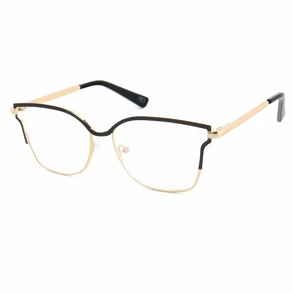 Armação de Óculos Quadrada PD54 Dourado e Preto