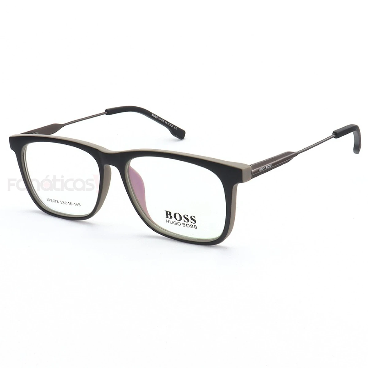 Armação de Óculos Quadrado Hugo Boss APE078 Preto e Cinza