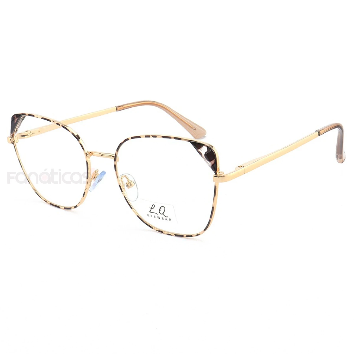 Armação de Óculos Quadrado LQ95805 Dourado e Onça