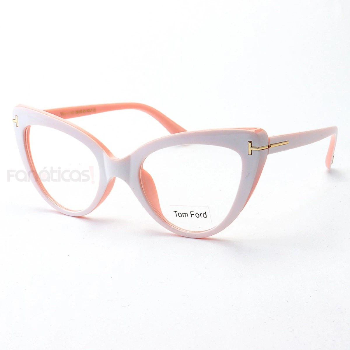 Armação de Oculos Gatinho Tom Ford LQ97398 Branco e Rosa