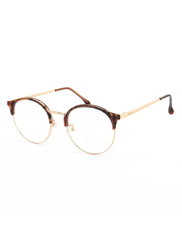 Armação de Óculos Redondo Metal FF0062 Marrom Tartaruga