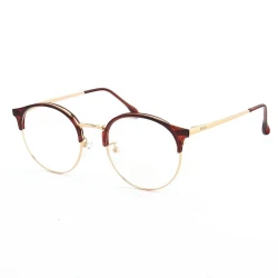 Armação de Óculos Redondo Metal FF0062 Marrom Translúcido