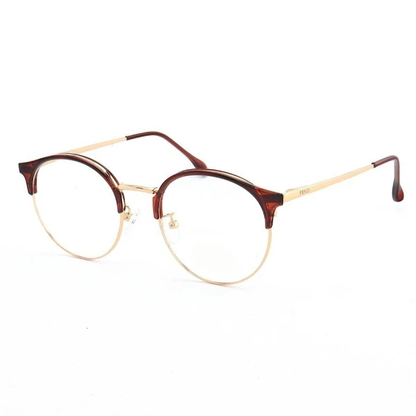 Armação de Óculos Redondo Metal FF0062 Marrom Translúcido