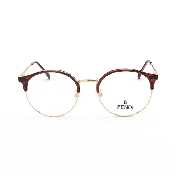 Armação de Óculos Redondo Metal FF0062 Marrom Translúcido