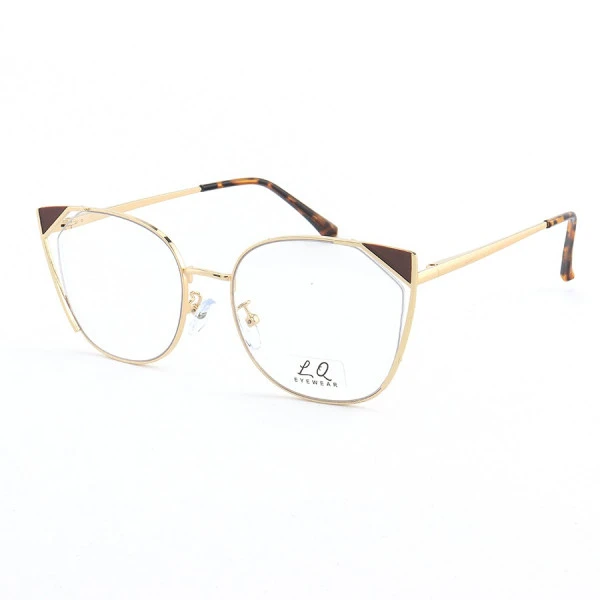 Armação de Óculos Gatinho LQ95777 Dourado e Marrom