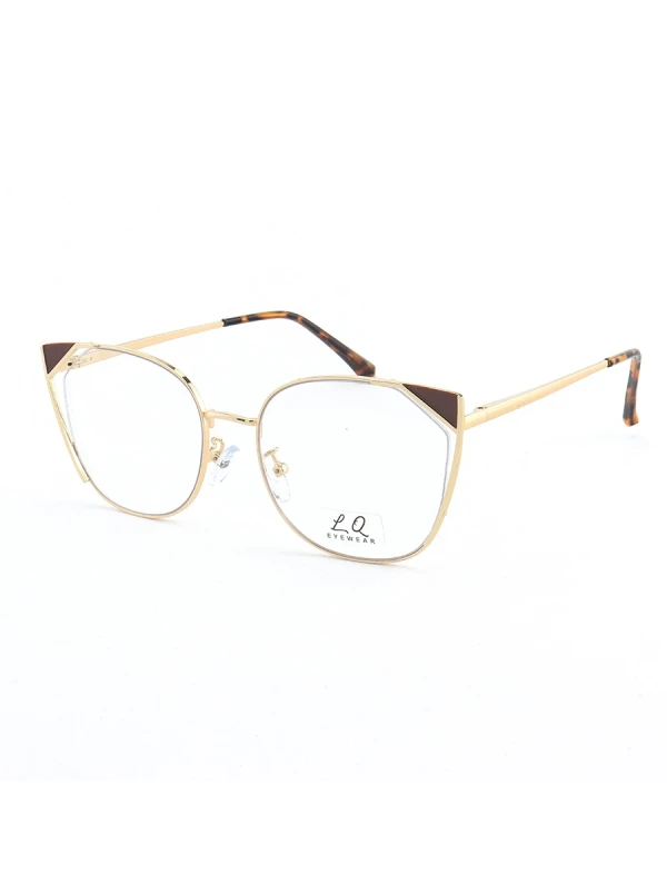 Armação de Óculos Gatinho LQ95777 Dourado e Marrom