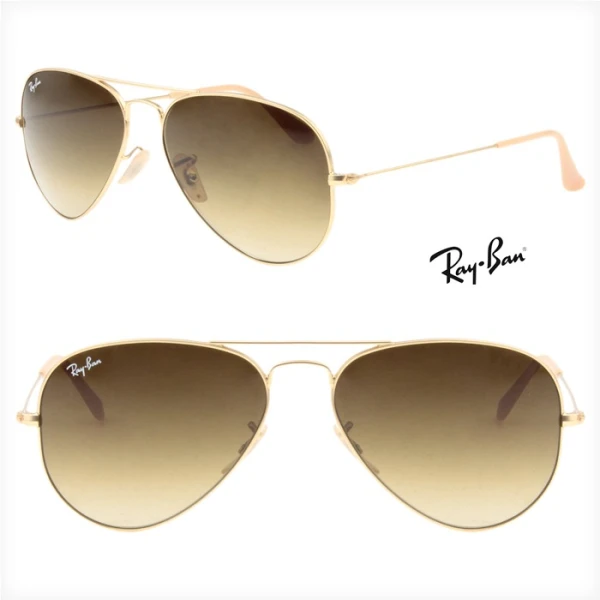 Óculos de Sol Aviador Dourado Lente Marrom Degrade