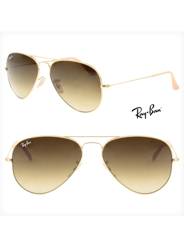 Óculos de Sol Aviador Dourado Lente Marrom Degrade