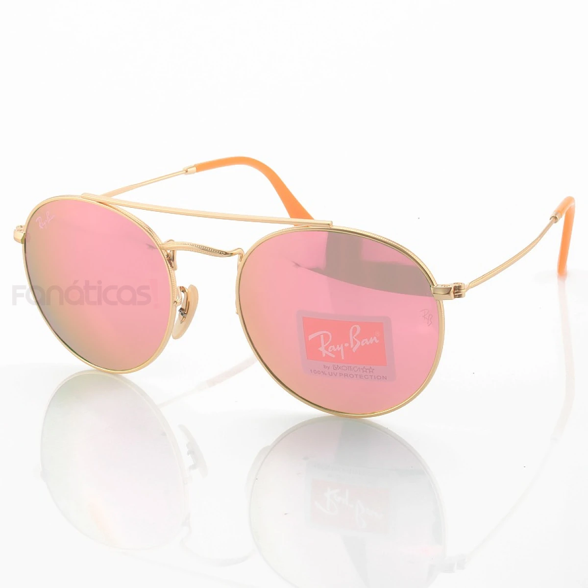 Óculos de Sol RB3646 Redondo Dourado e Lente Rosa