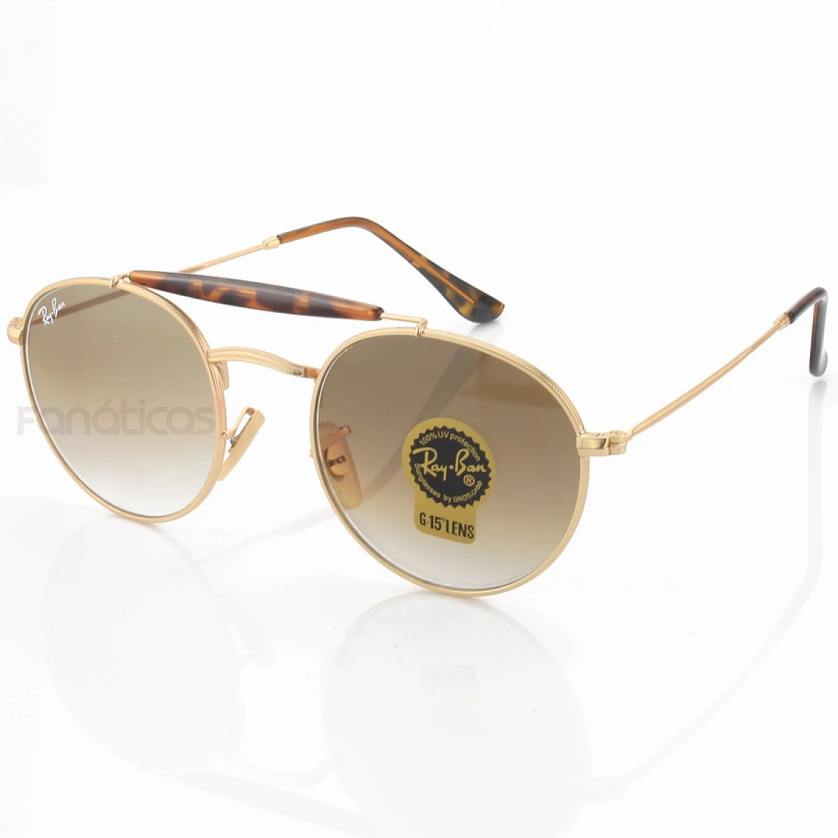 Óculos de Sol RB3747 Redondo Dourado e Lente Marrom Degrade