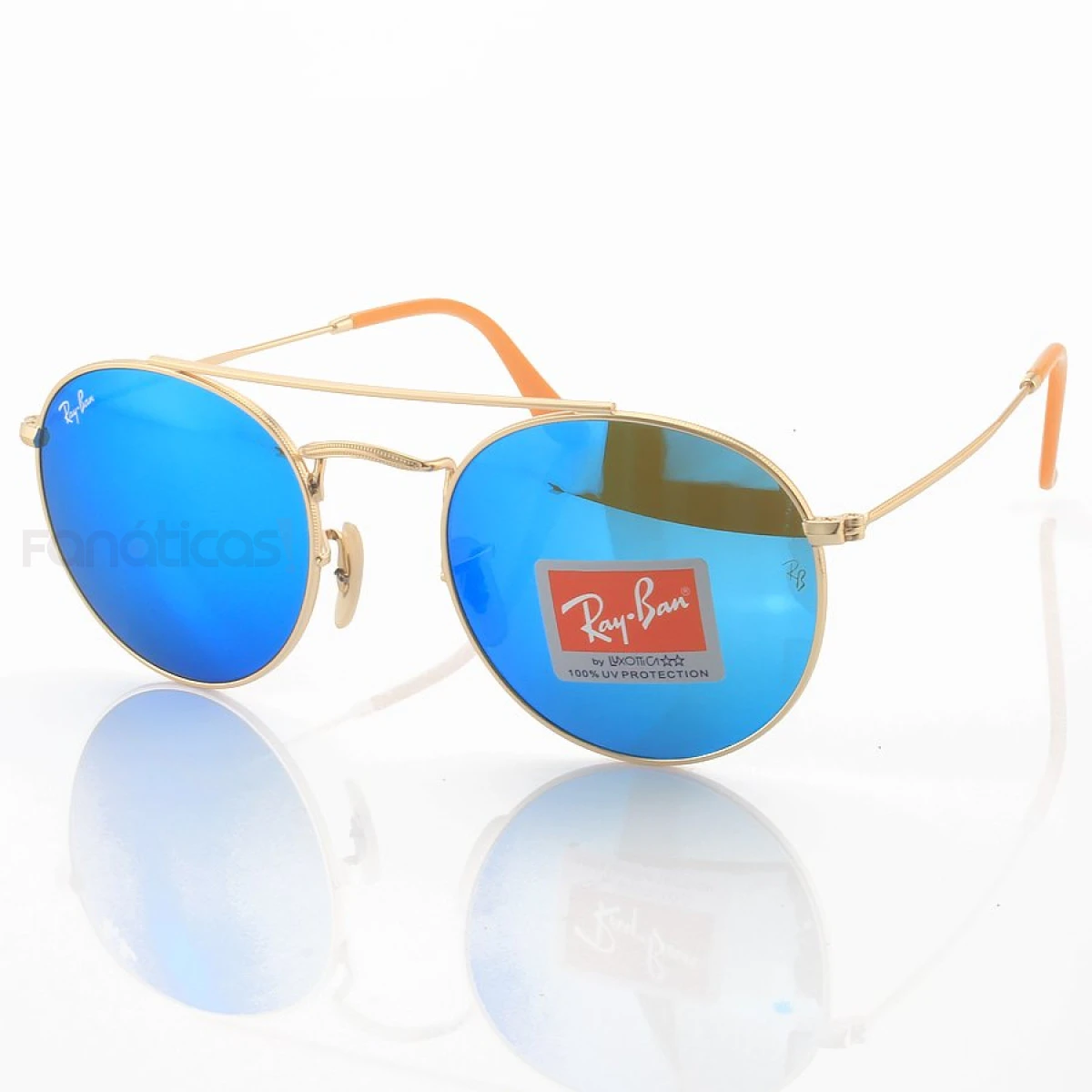 Óculos de Sol RB3646 Redondo Dourado e Lente Azul