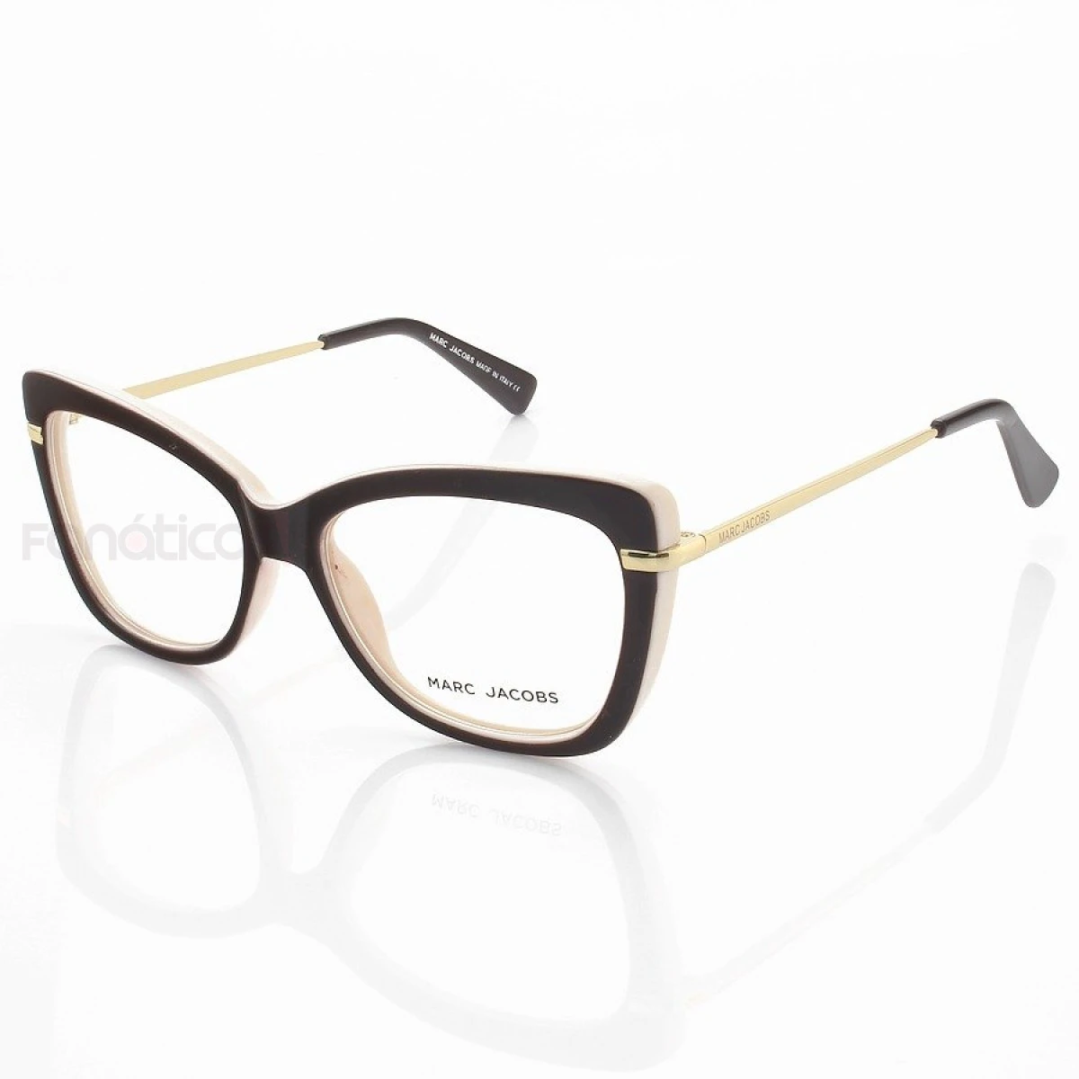 Armação de Oculos Quadrada Marc Jacobs MJ545 Marrom e Creme
