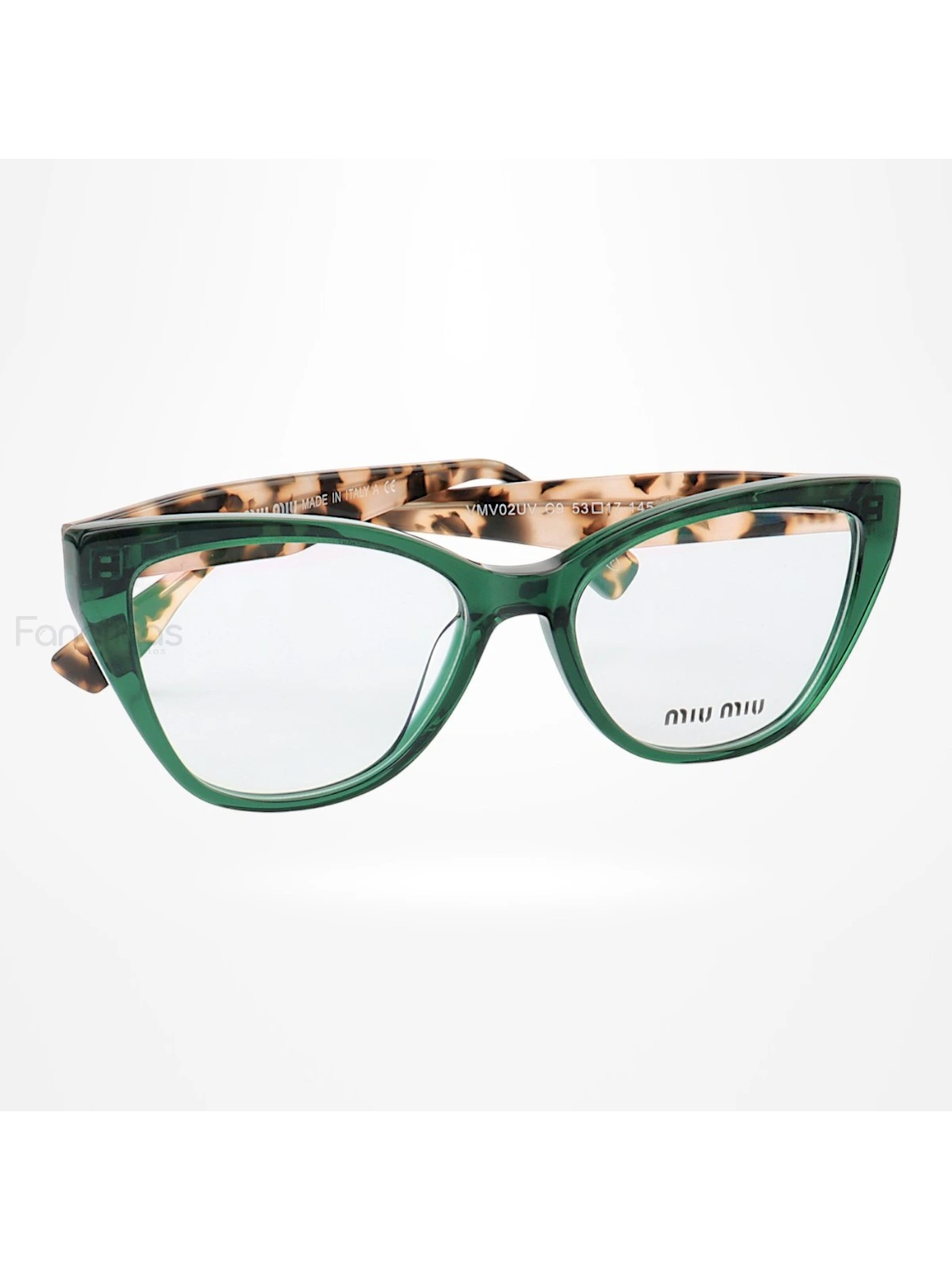 Armação de Óculos Gatinho VMV02UV Verde e Tartaruga