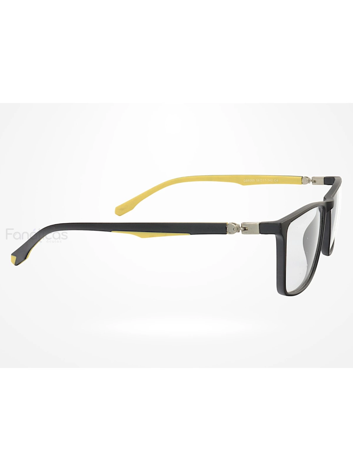 Armação de Óculos GB8005 Retangular Preto e Amarelo
