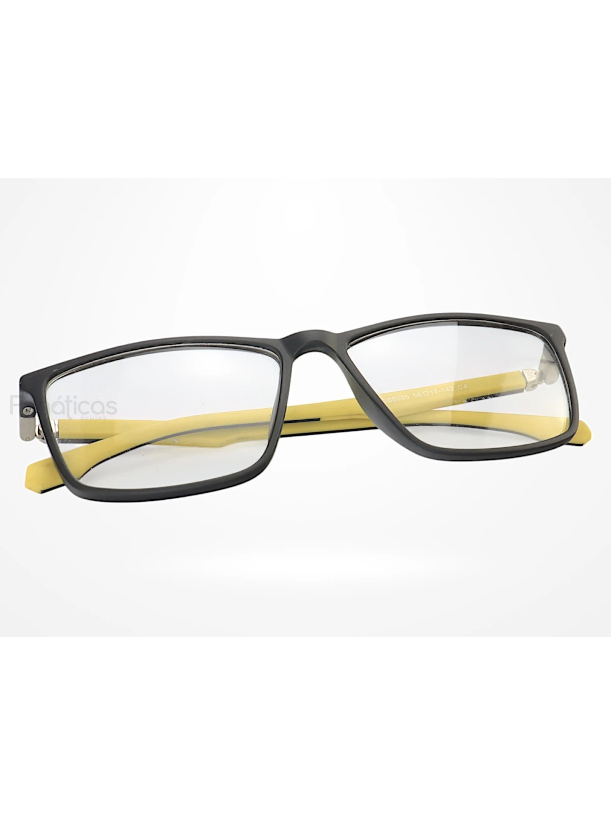 Armação de Óculos GB8005 Retangular Preto e Amarelo