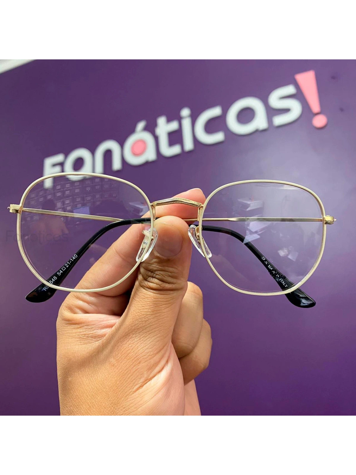 Armação de Óculos Hexagonal RB3548 Dourado e Branco