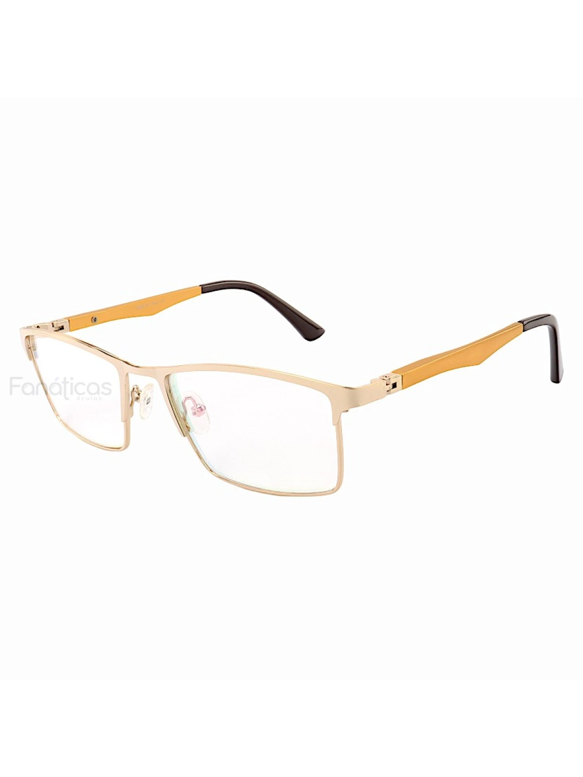 Armação de Óculos Masculina FN9127 Metal Titanium Dourado