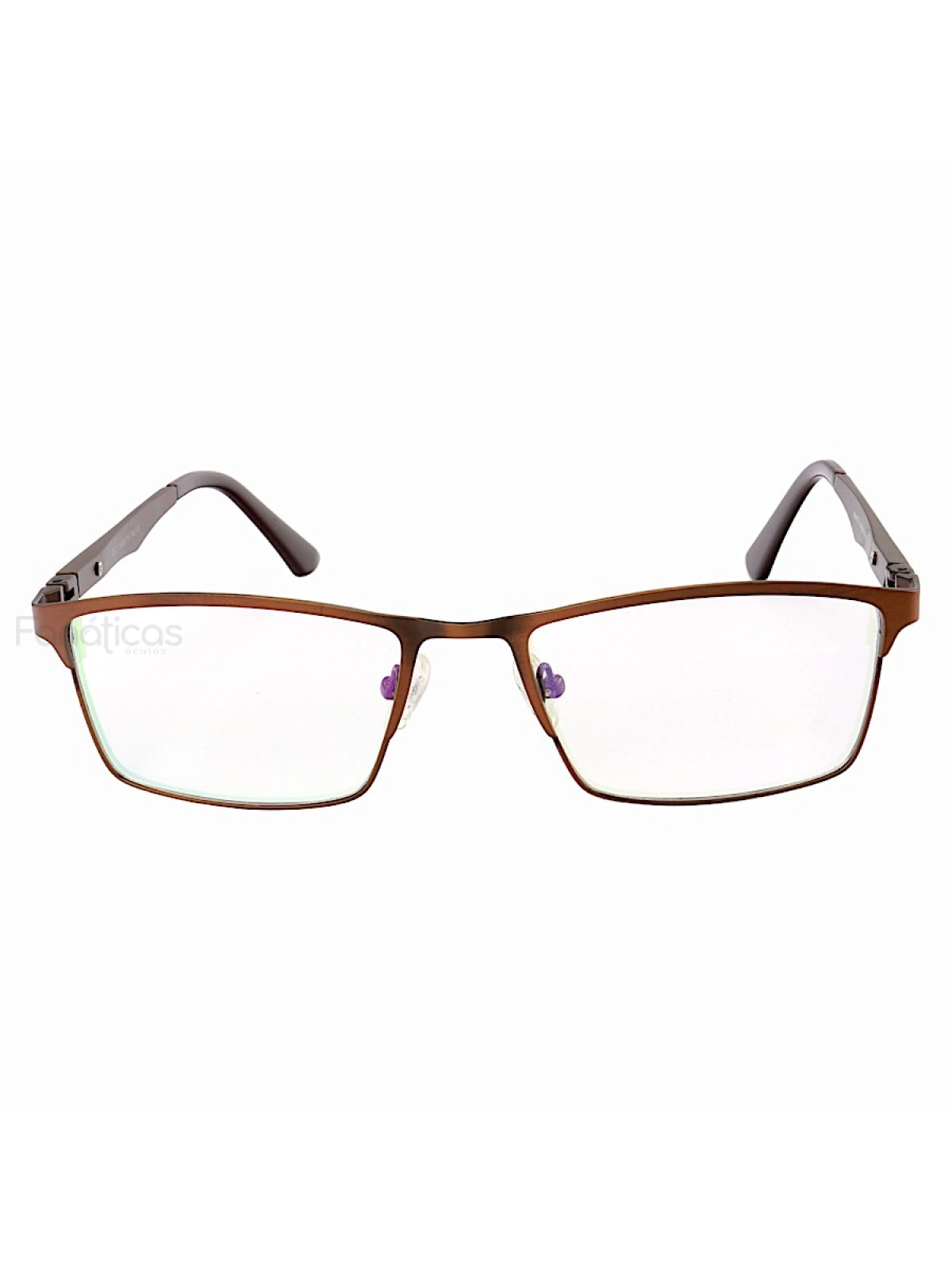 Armação de Óculos Masculina FN9127 Metal Titanium Marrom