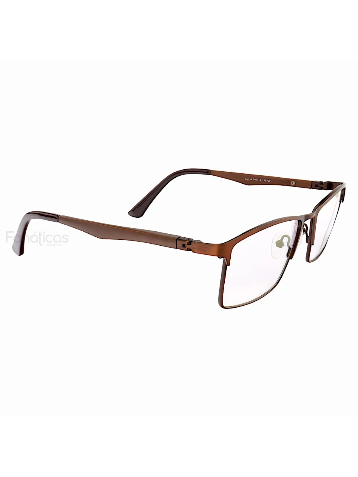 Armação de Óculos Masculina FN9127 Metal Titanium Marrom