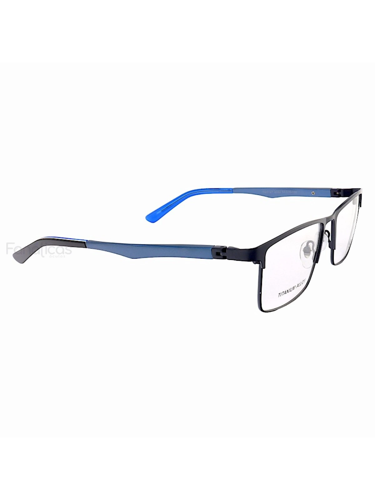 Armação de Óculos Masculina FN9127 Metal Titanium Todo Azul