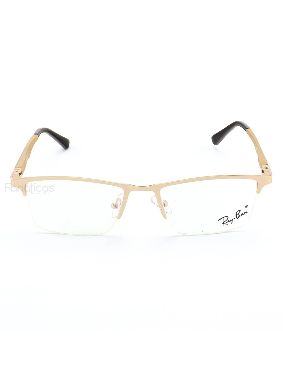 Armação de Óculos Masculina Meio Aro FN9128 Dourada