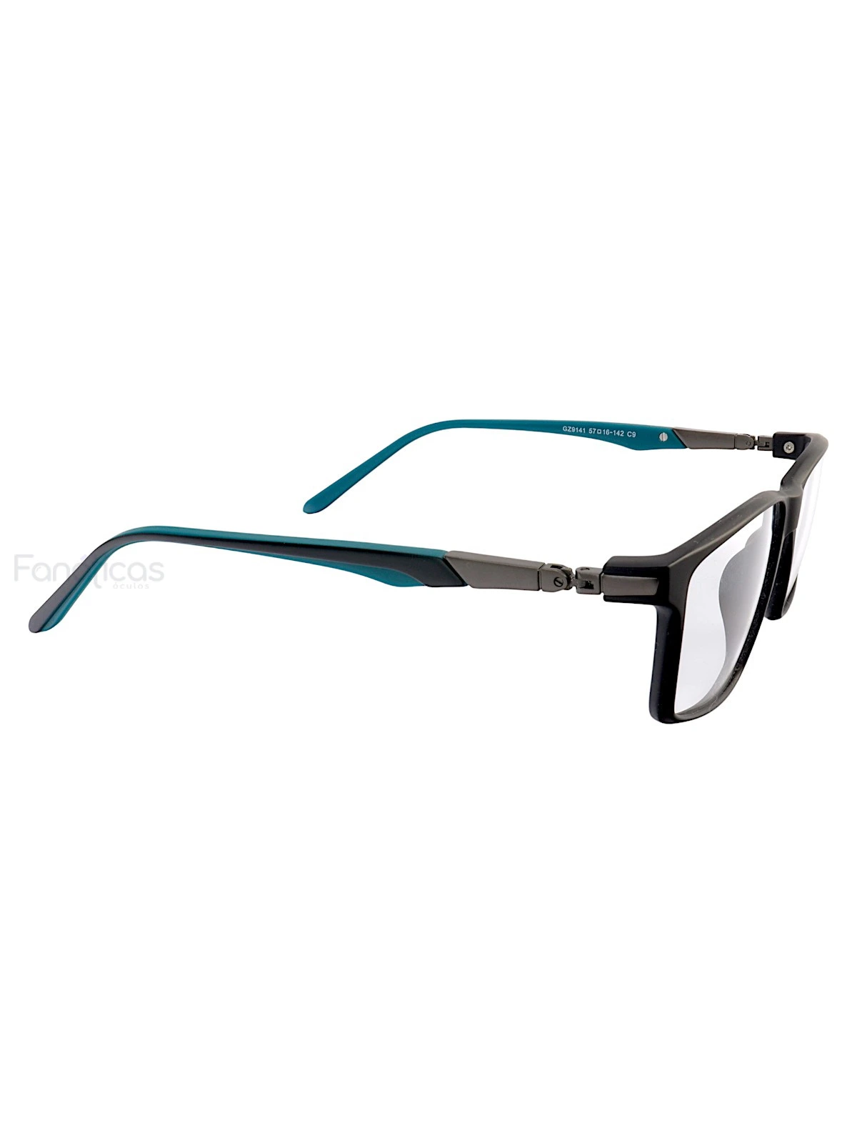 Armação de Óculos Masculina Retangular Molas 180 C9 GZ9141 Preto Verde