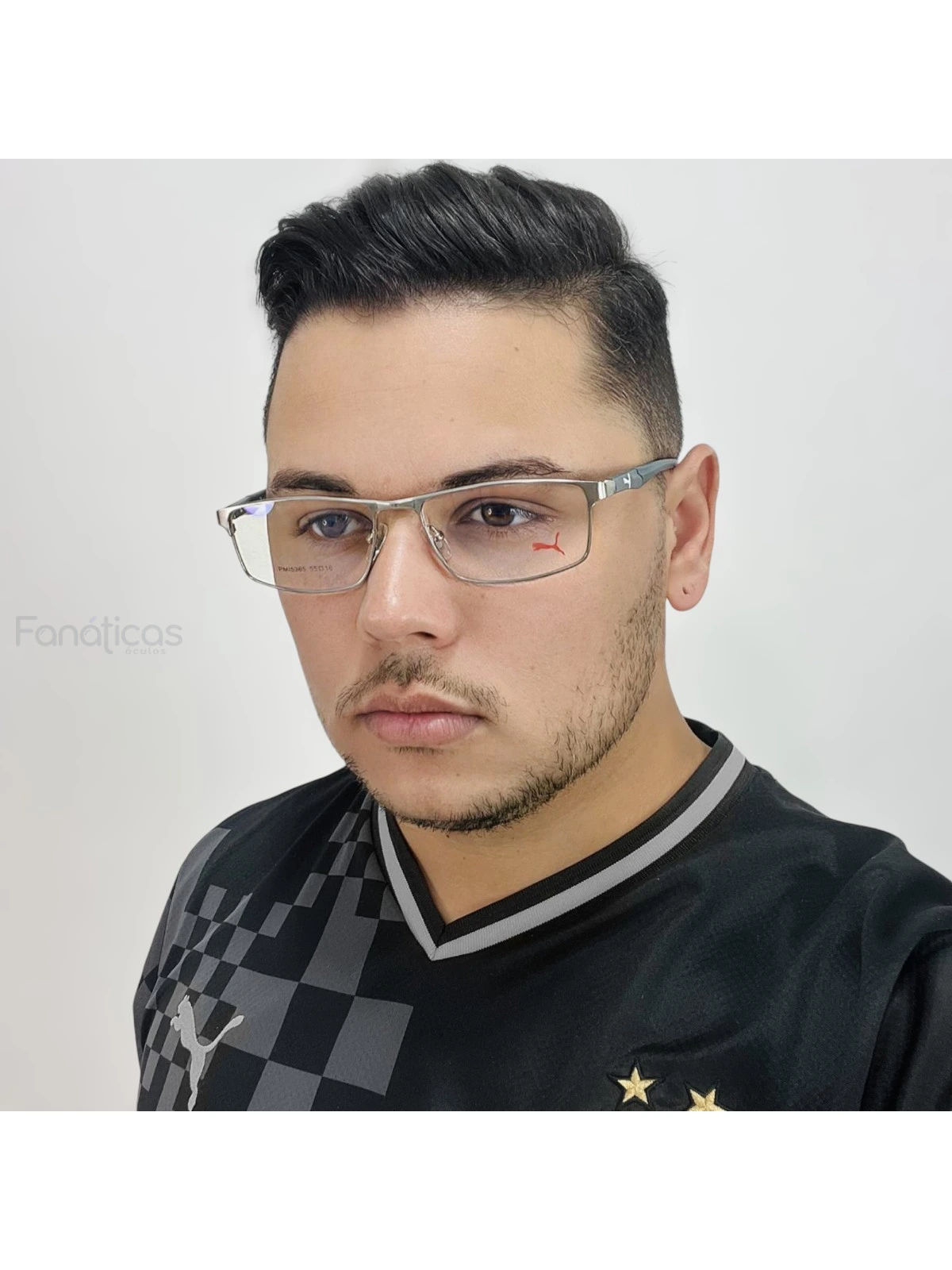 Armação de Óculos Masculino Retangular PM5365 Prata e Cinza