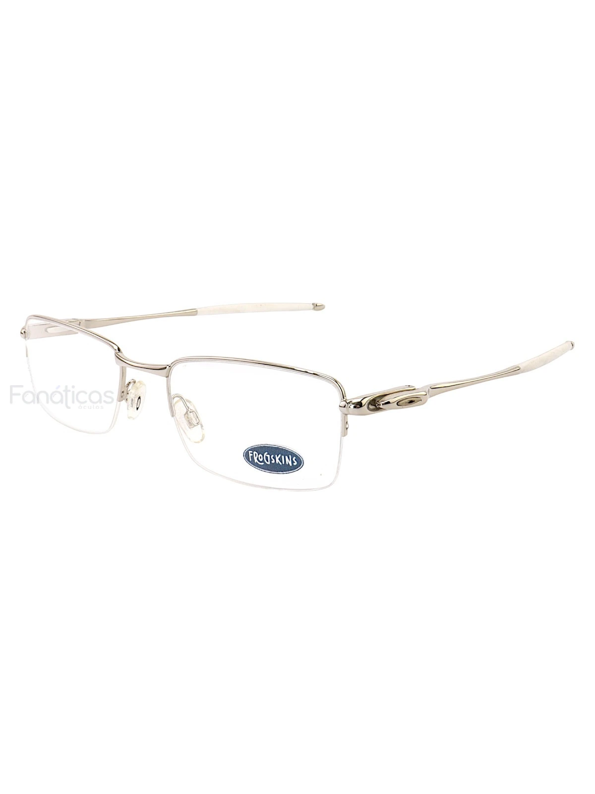 Armação de Óculos Meio Aro 826 Metal Prata Masculina