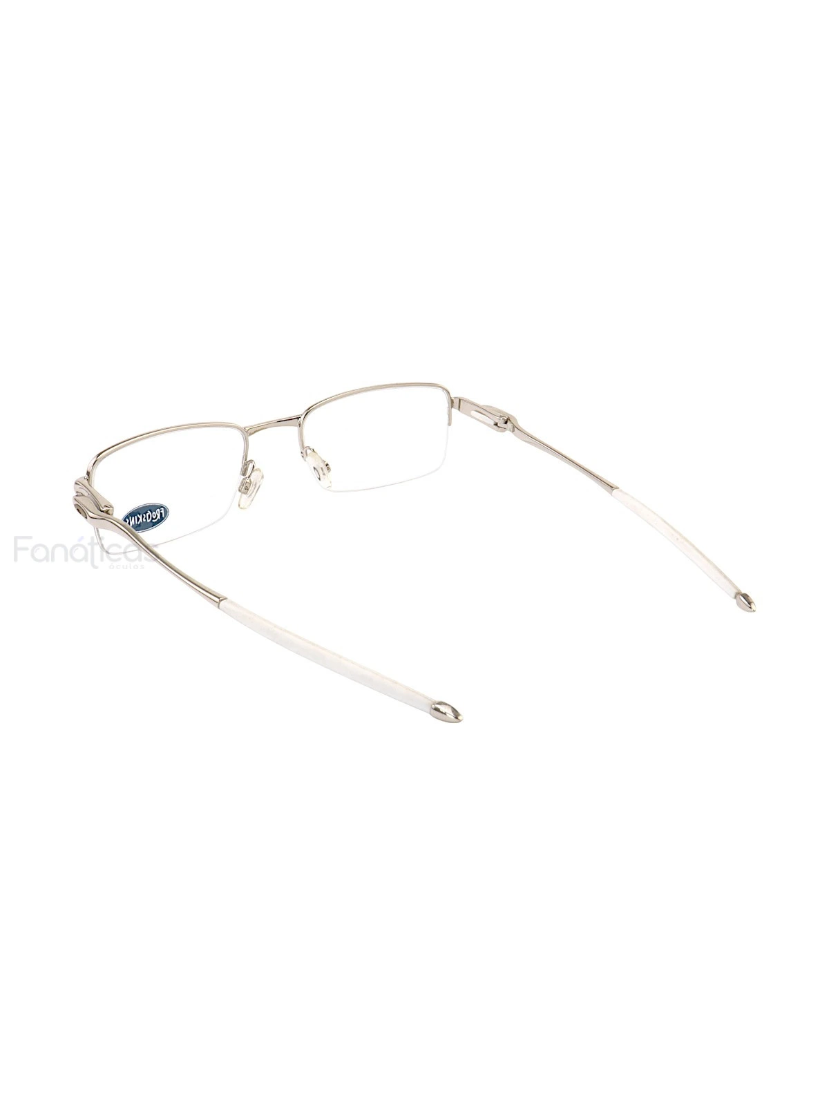 Armação de Óculos Meio Aro 826 Metal Prata Masculina