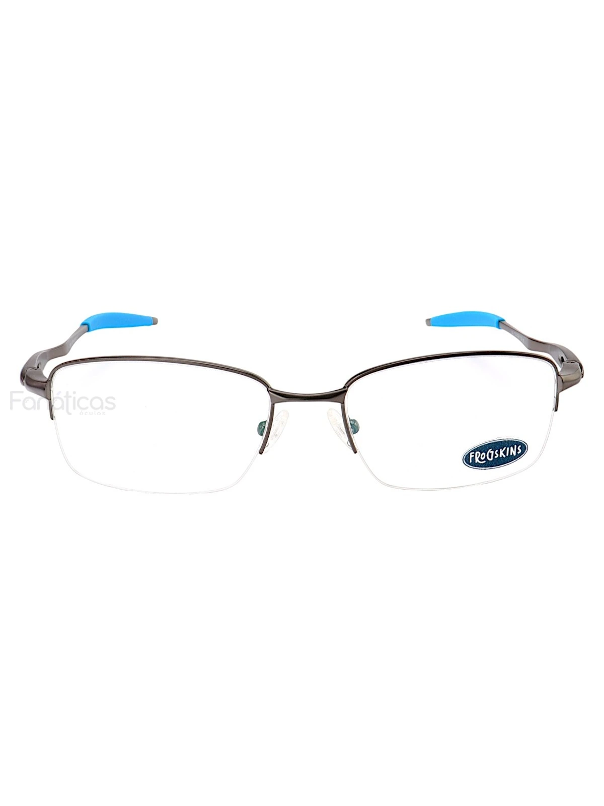 Armação de Óculos Meio Aro Evade 4061 Metal Grafite e Azul Masculina