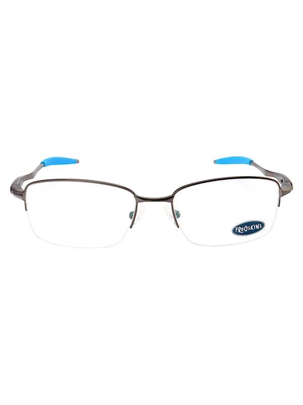 Armação de Óculos Meio Aro Evade 4061 Metal Grafite e Azul Masculina