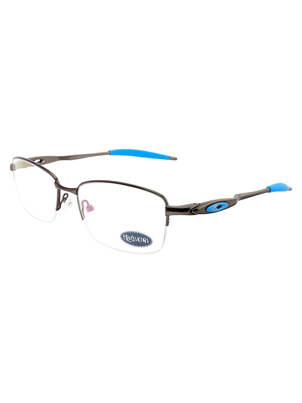 Armação de Óculos Meio Aro Evade 4061 Metal Grafite e Azul Masculina