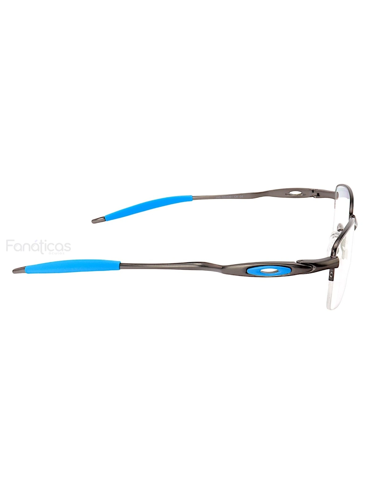Armação de Óculos Meio Aro Evade 4061 Metal Grafite e Azul Masculina