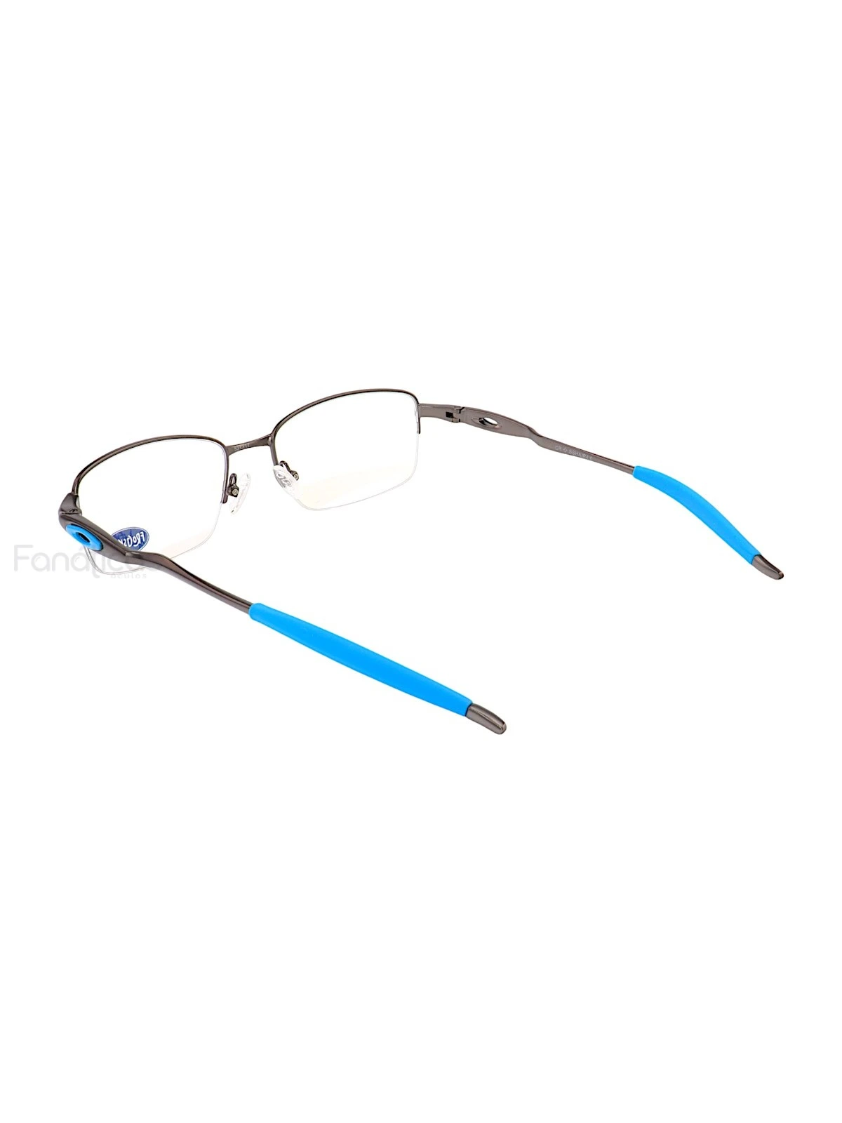 Armação de Óculos Meio Aro Evade 4061 Metal Grafite e Azul Masculina