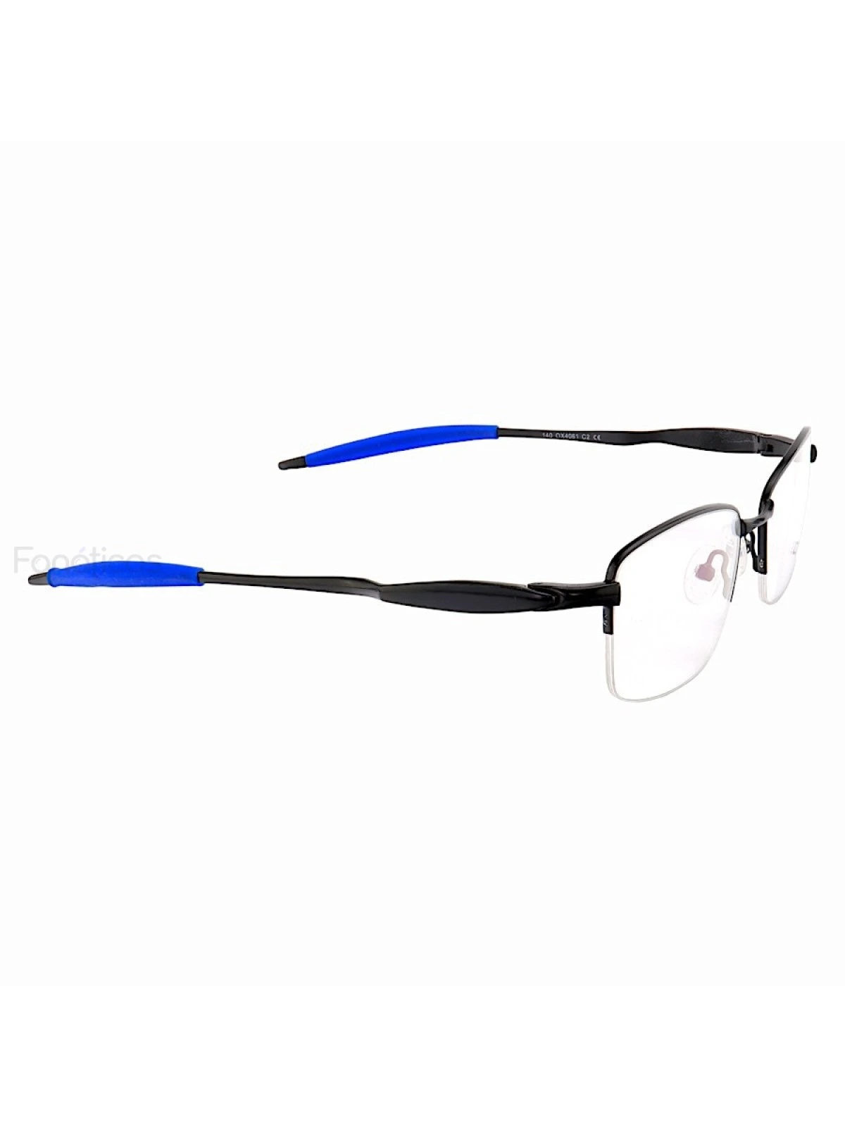Armação de Óculos Meio Aro Evade OX3208 Preto Com Azul