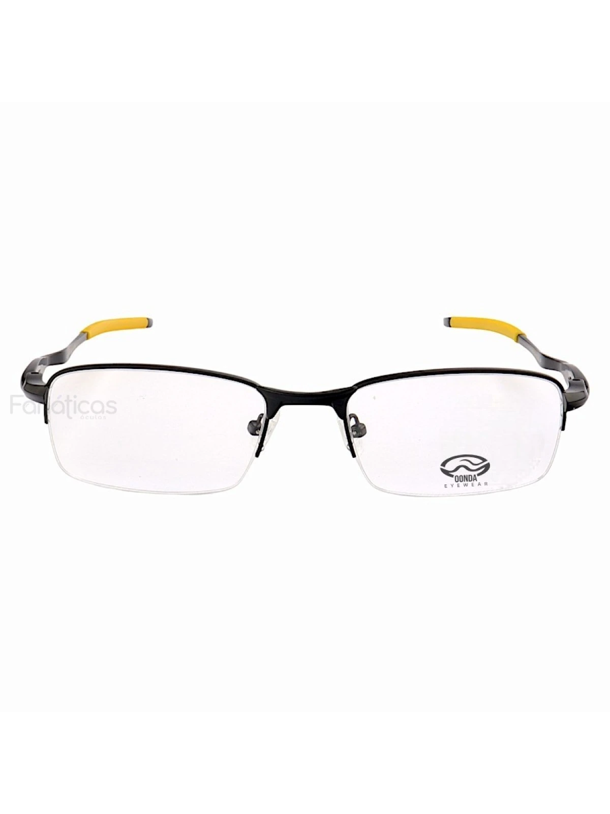 Armação de Óculos Meio Aro Evade OX3208 Preto e Amarelo