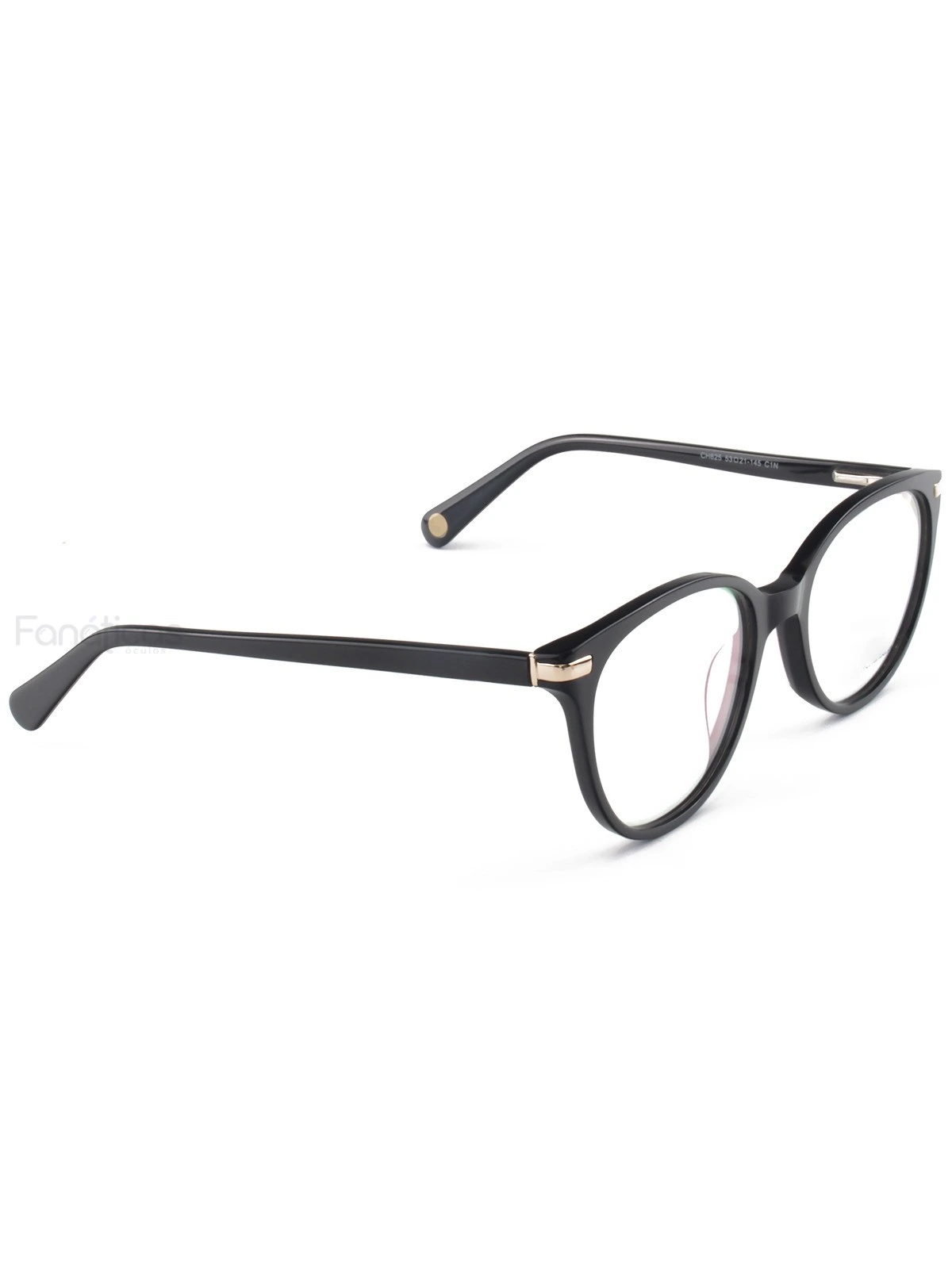 Armação de Óculos Oval CH625 Preto Acetato Feminino