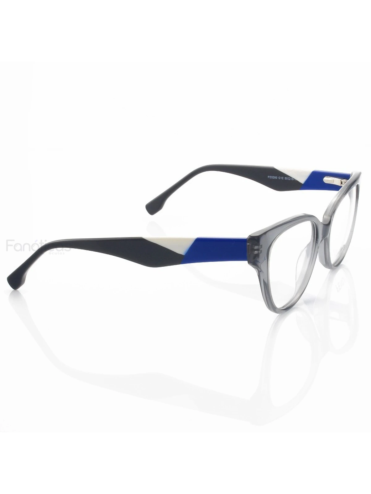 Armação de Óculos Oval FD3260 Cinza e Azul