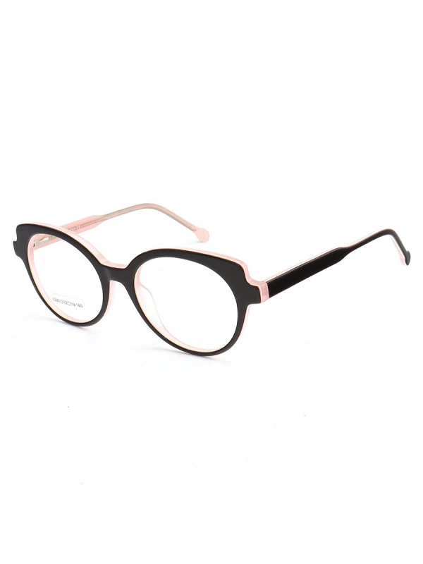 Armação de Óculos Oval LQ6013 Preta e Rosa