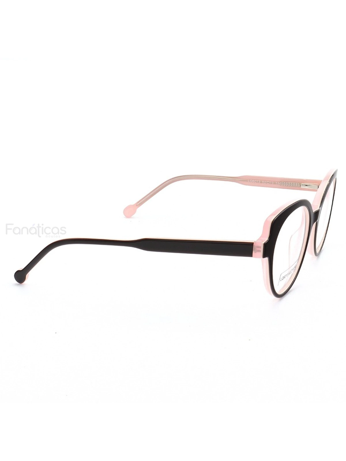 Armação de Óculos Oval LQ6013 Preta e Rosa