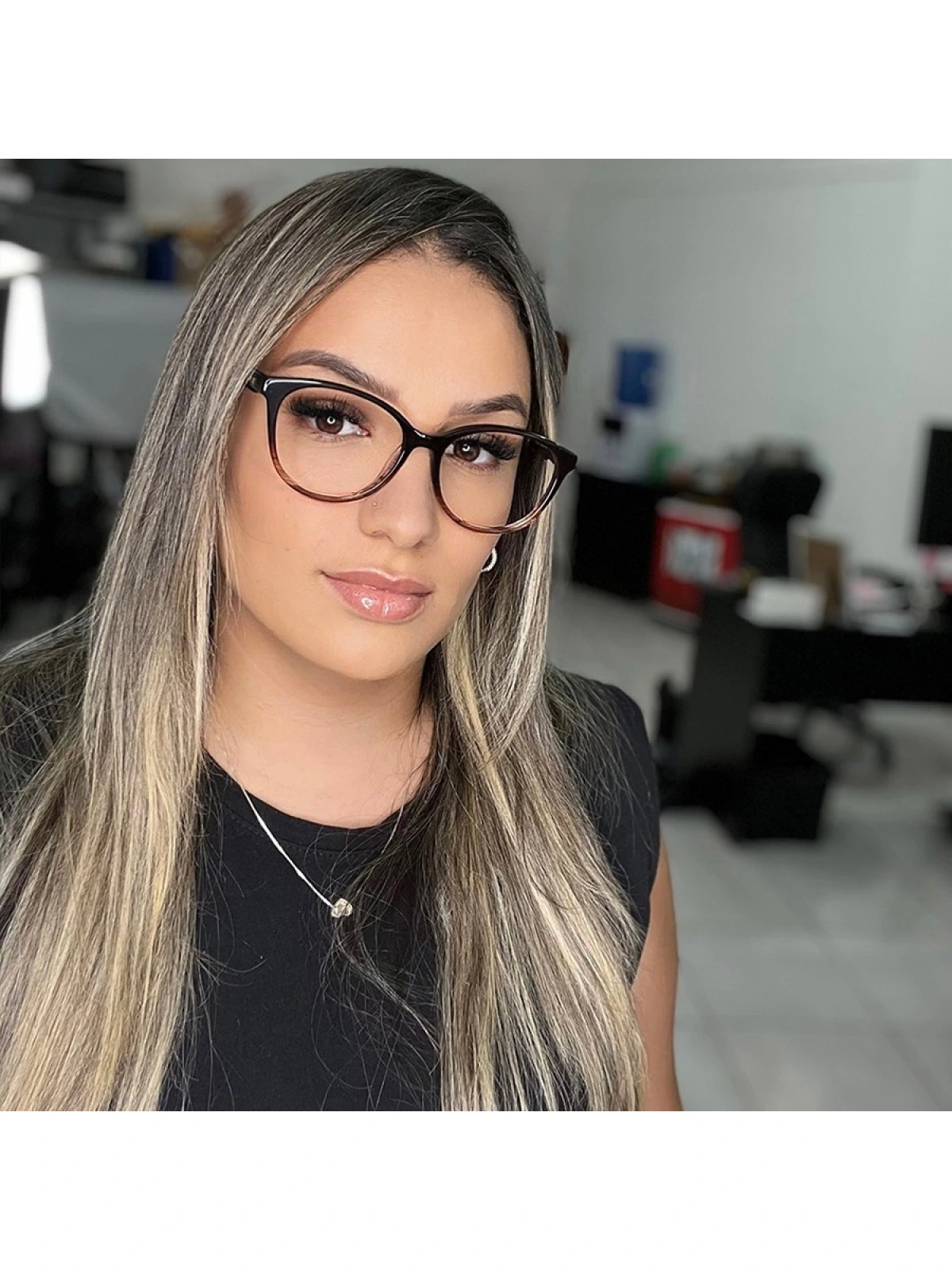 Armação de Óculos Oval TF2175 Preto Degrade