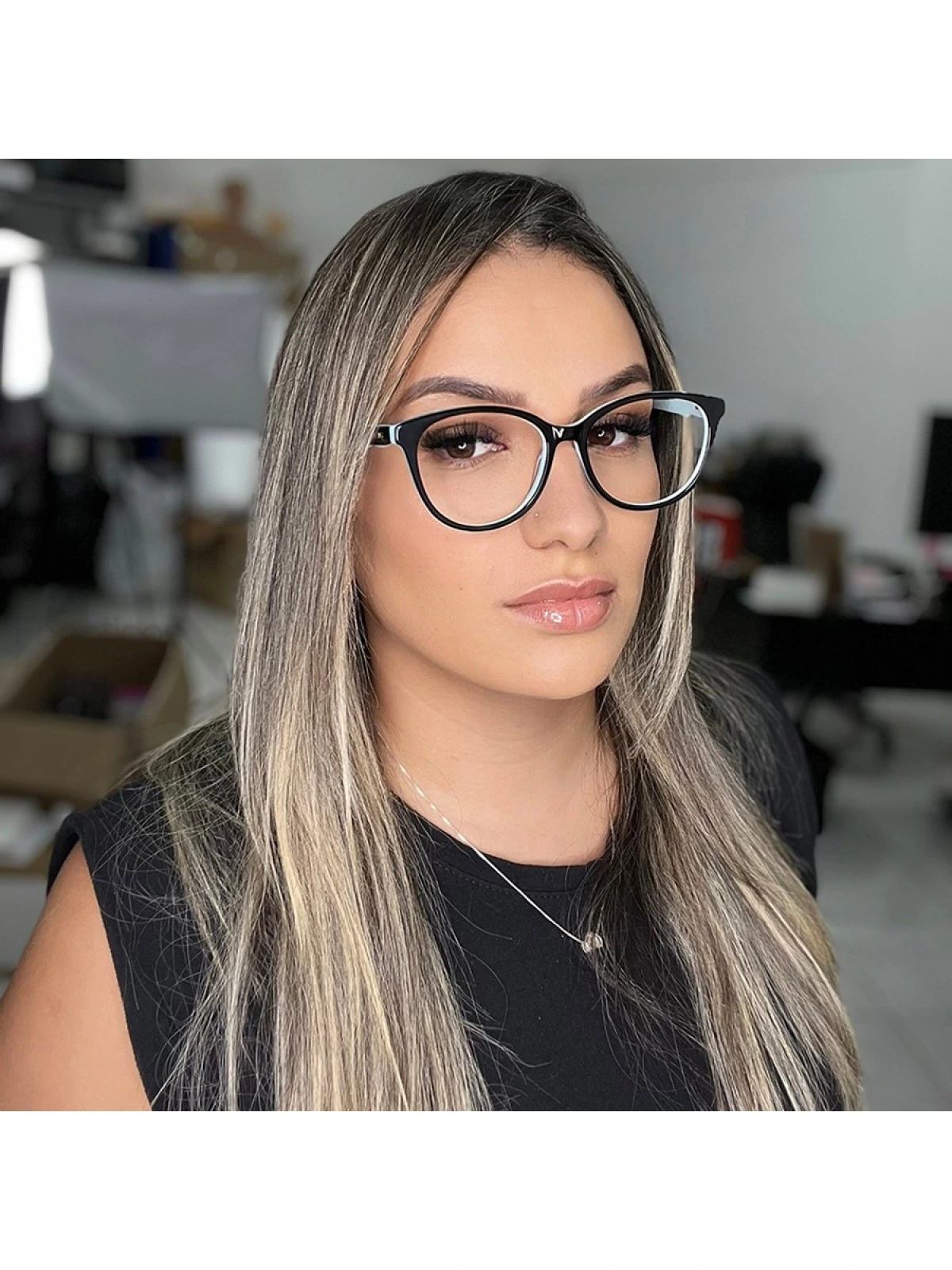Armação de Óculos Oval TF2175 Preto e Azul