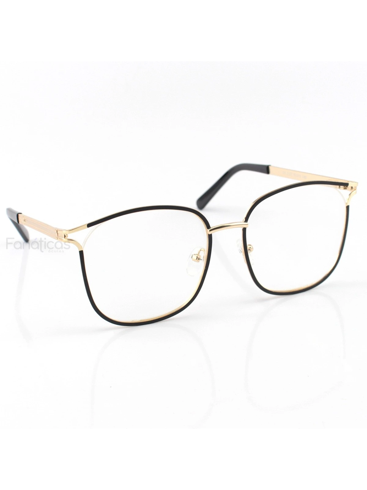 Armação de Óculos Quadrada 2127 Dourado e Preto