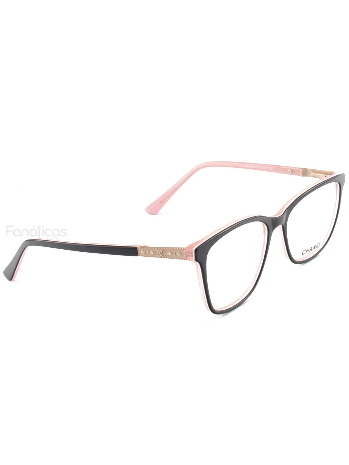 Armacao de Óculos Quadrada CH3503 Preto e Rosa