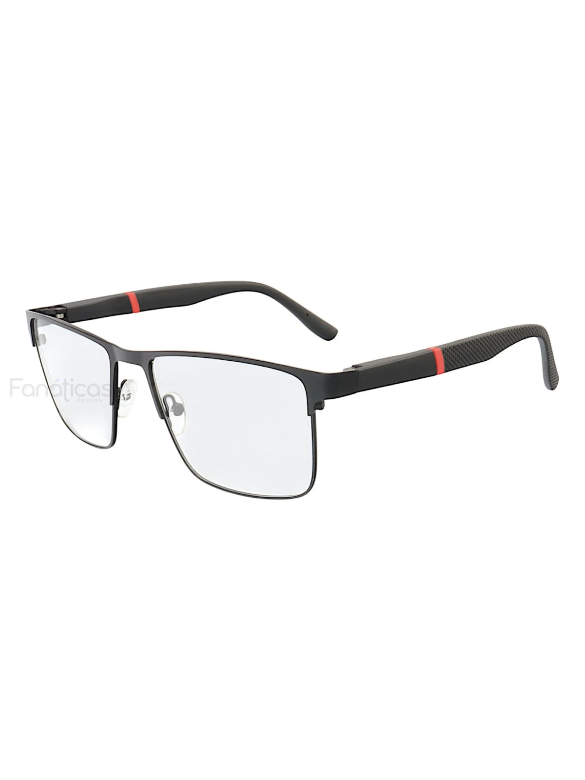 Armação de Óculos 2306 Quadrado Preto e Vermelho