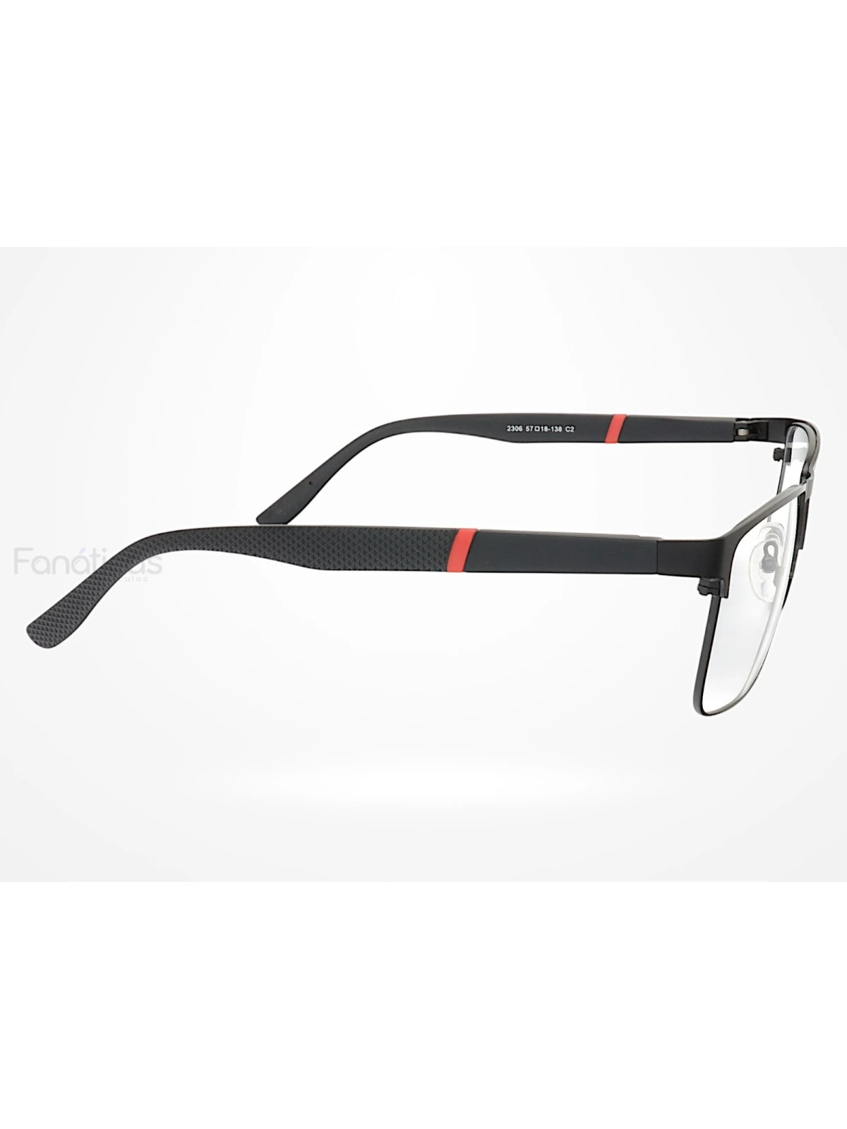 Armação de Óculos 2306 Quadrado Preto e Vermelho