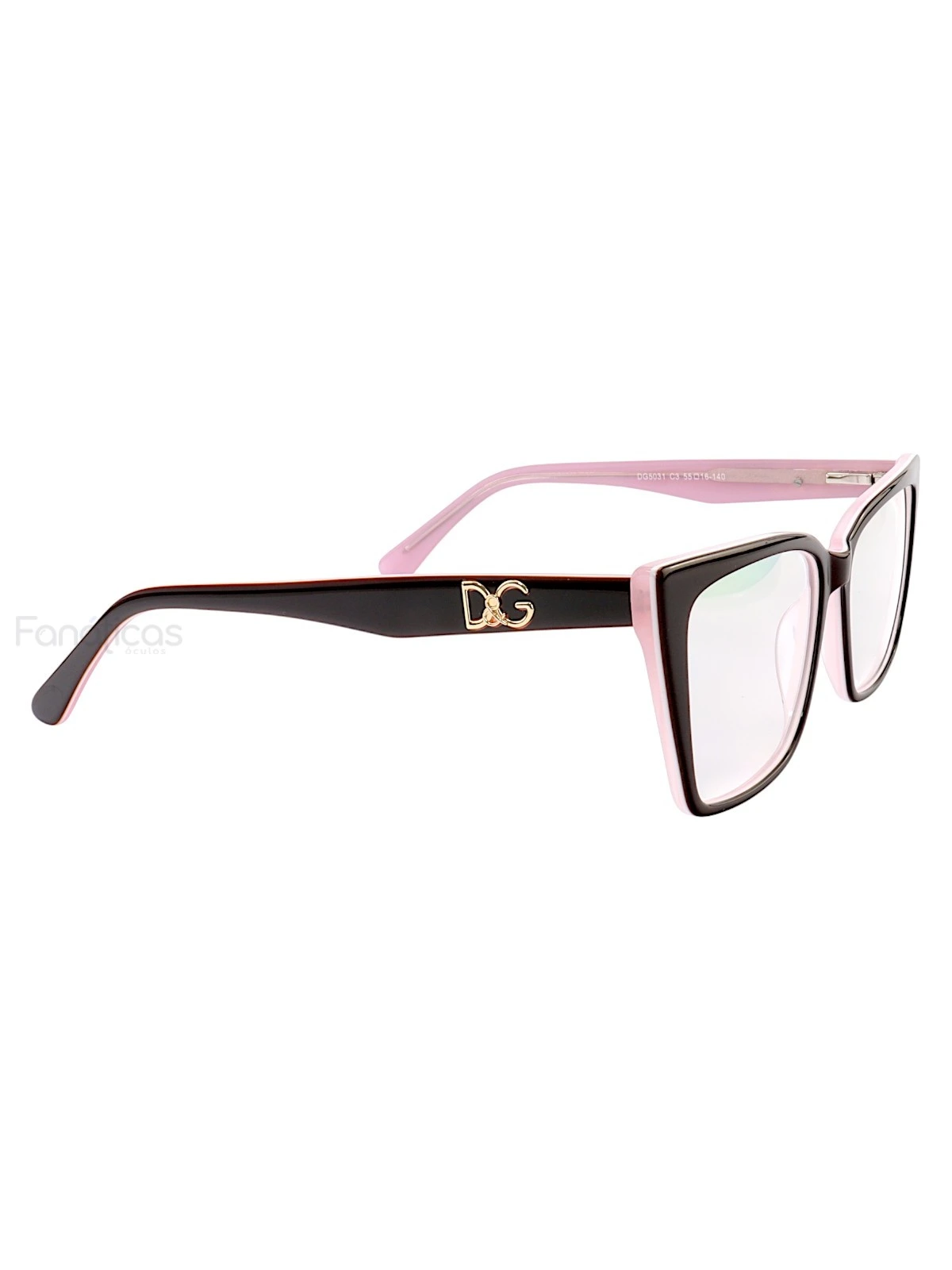Armação de Óculos Quadrada DG5031 Preto e Rosa