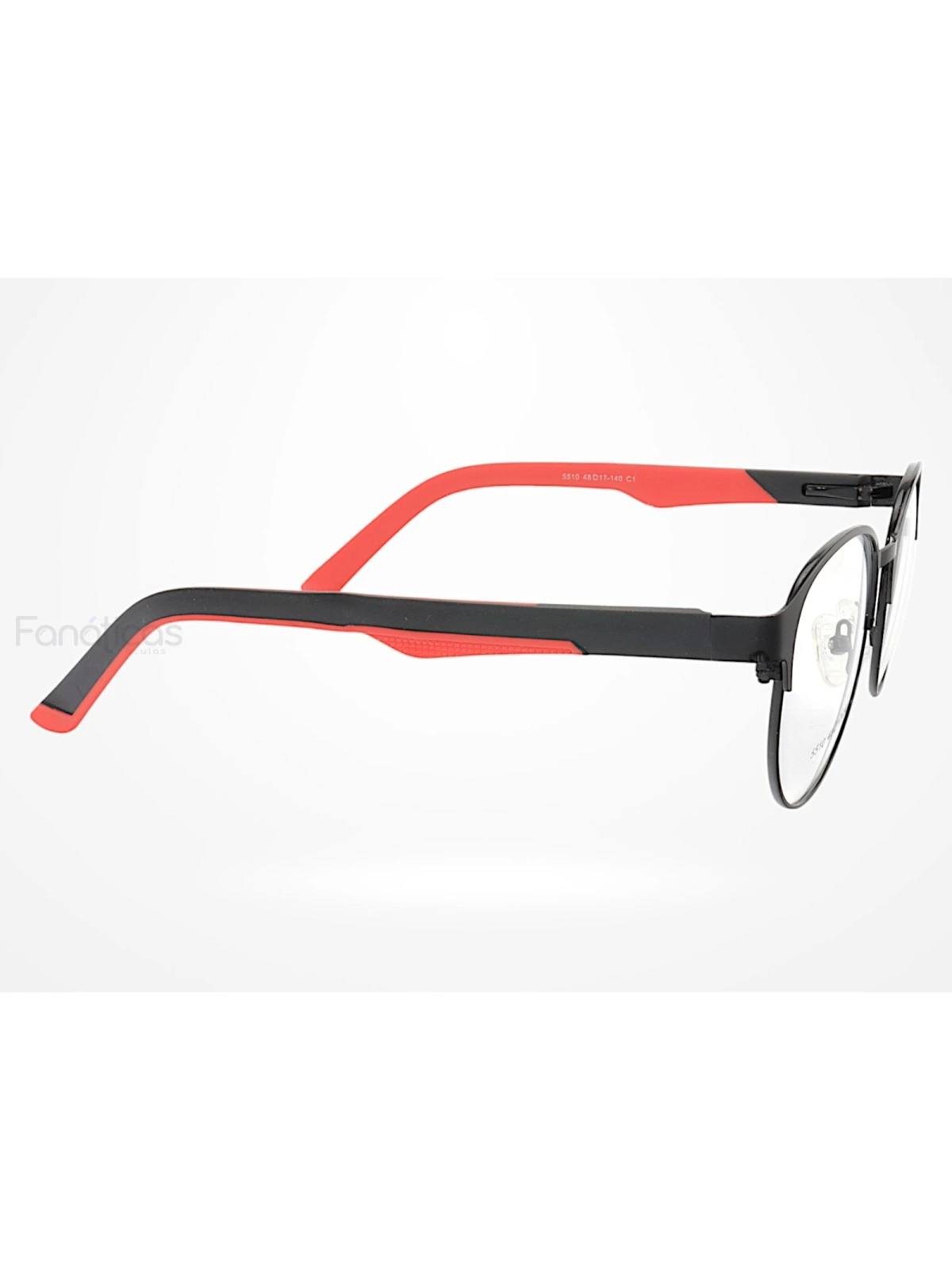 Armação de Óculos 5510 Redondo Preto e Vermelho